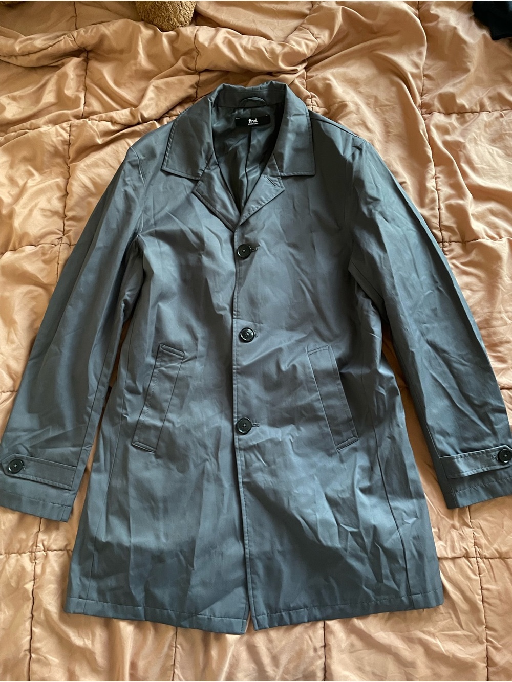Gray Single-Breasted Trench Coat